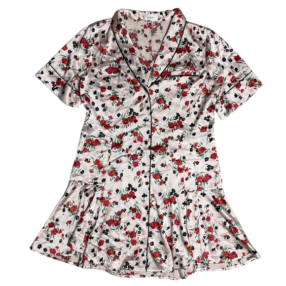 A.L.C. Floral 100% Silk Ruthie Button Down Shirt Dress - Picture 2 of 9